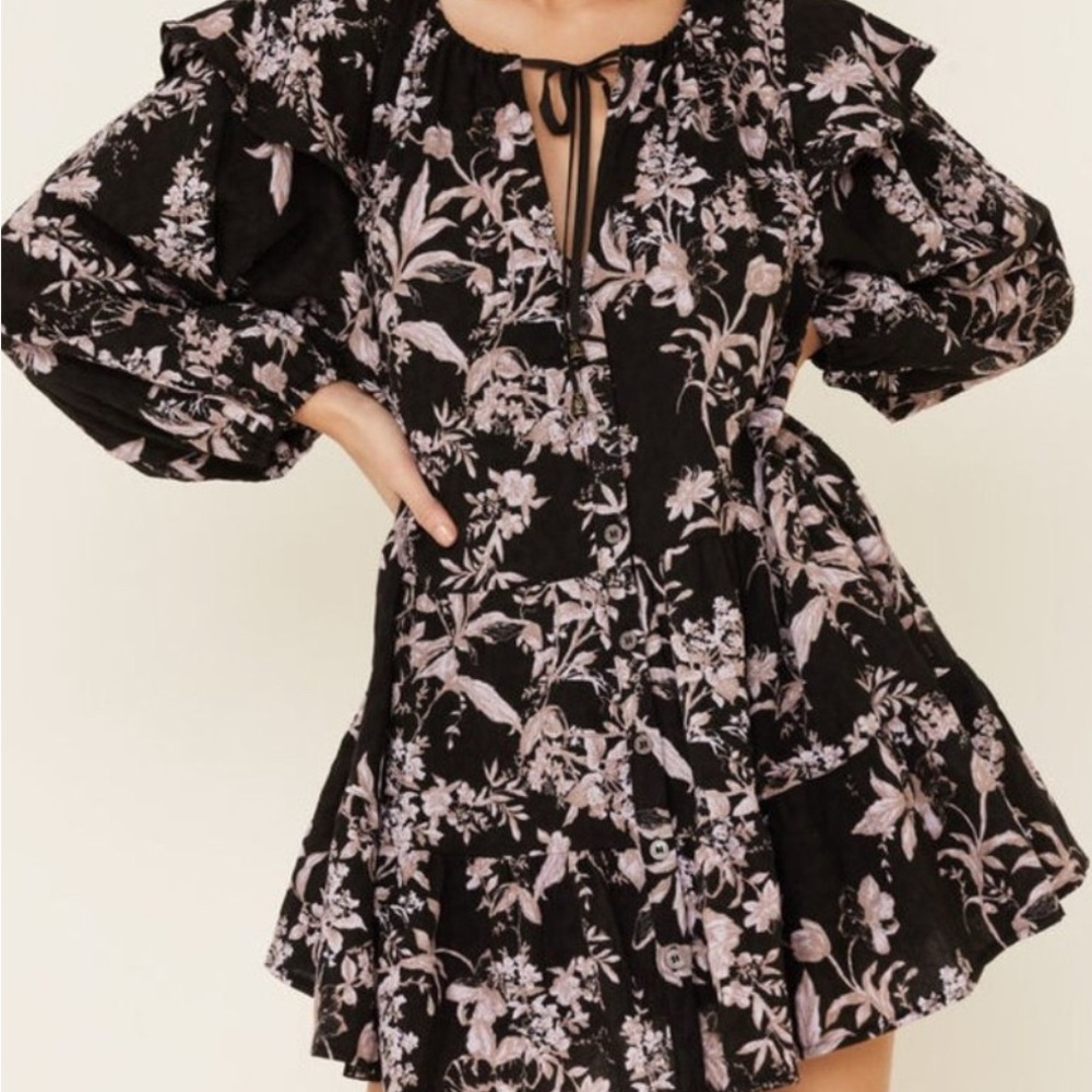 Free people Floral Black and Pink Dress